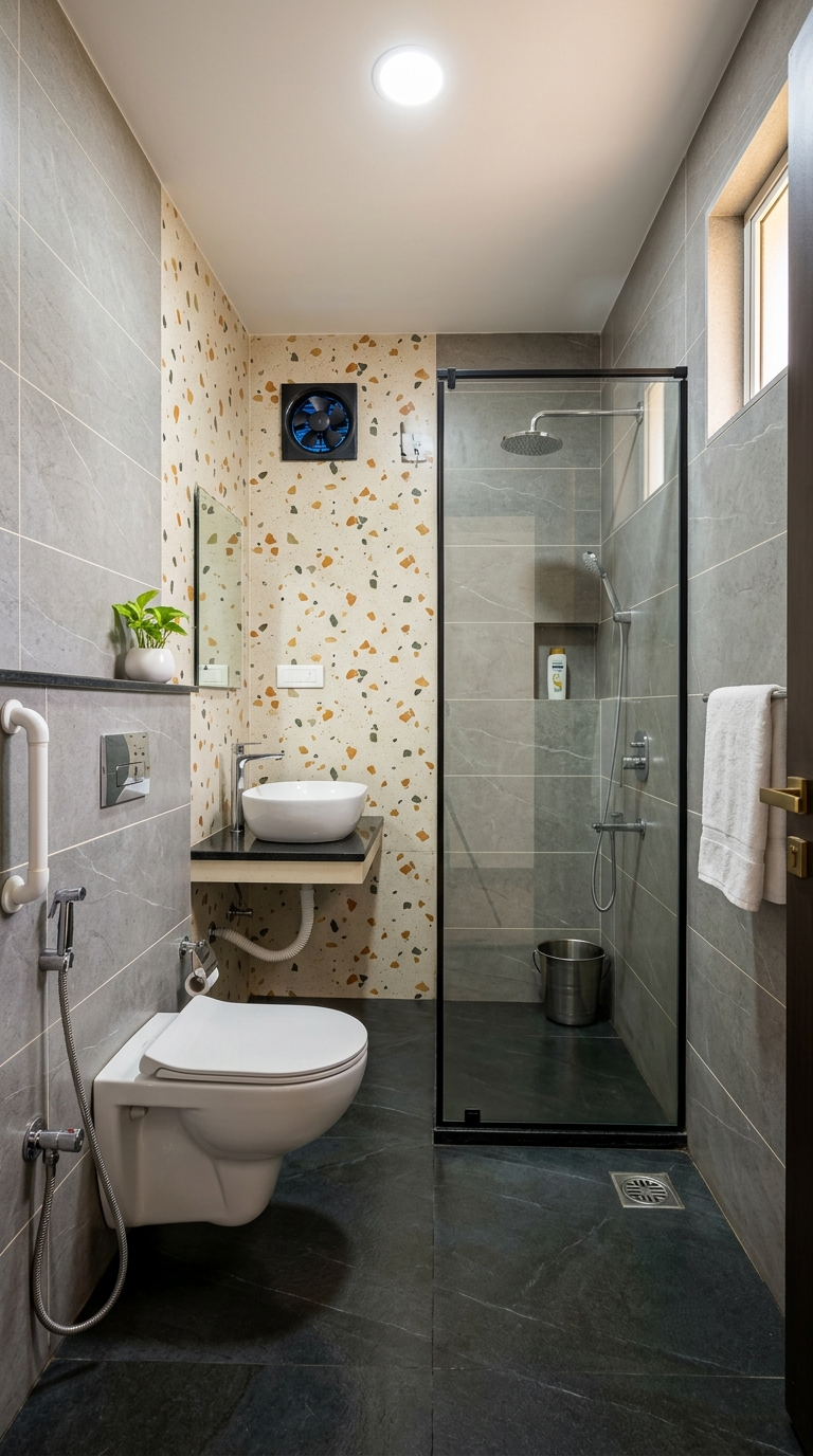 Cottage cabin bathroom with attached WC and shower